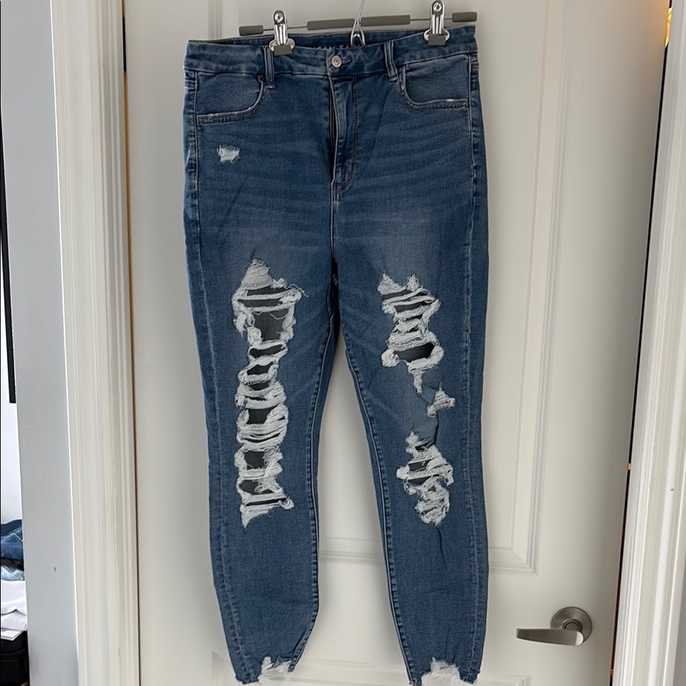 Women's Distressed Blue Jeans